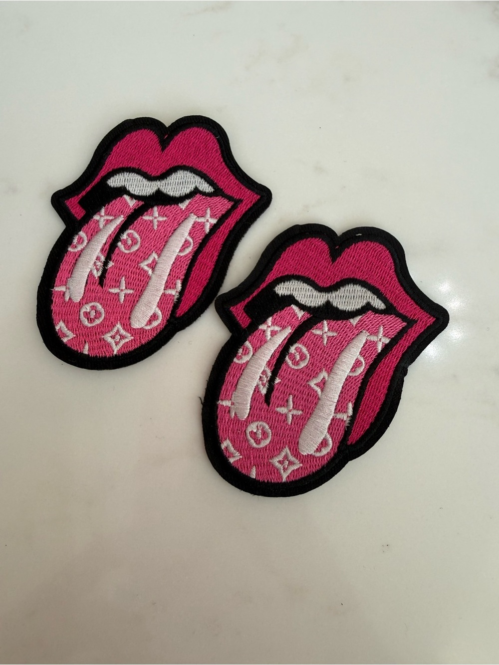Perfect Hand Crafted Hot Pink & Black Tongue Out iron on patches